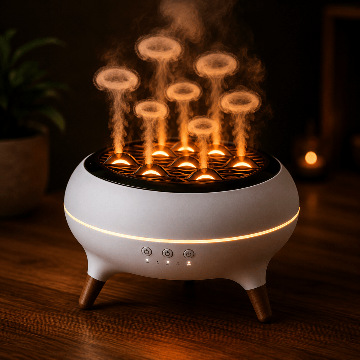 350ML Flame Aroma Diffuser with Remote Control Essential Oil Humidifier & 7-Color LED Night Light - ECOMSTART