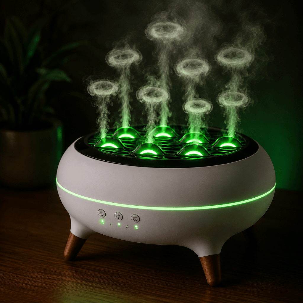 350ML Flame Aroma Diffuser with Remote Control Essential Oil Humidifier & 7-Color LED Night Light - ECOMSTART