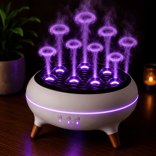 350ML Flame Aroma Diffuser with Remote Control Essential Oil Humidifier & 7-Color LED Night Light - ECOMSTART