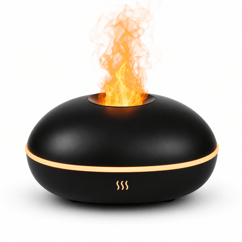Black Flame Aroma Diffuser – Ultrasonic Essential Oil Humidifier with LED Light - ECOMSTART