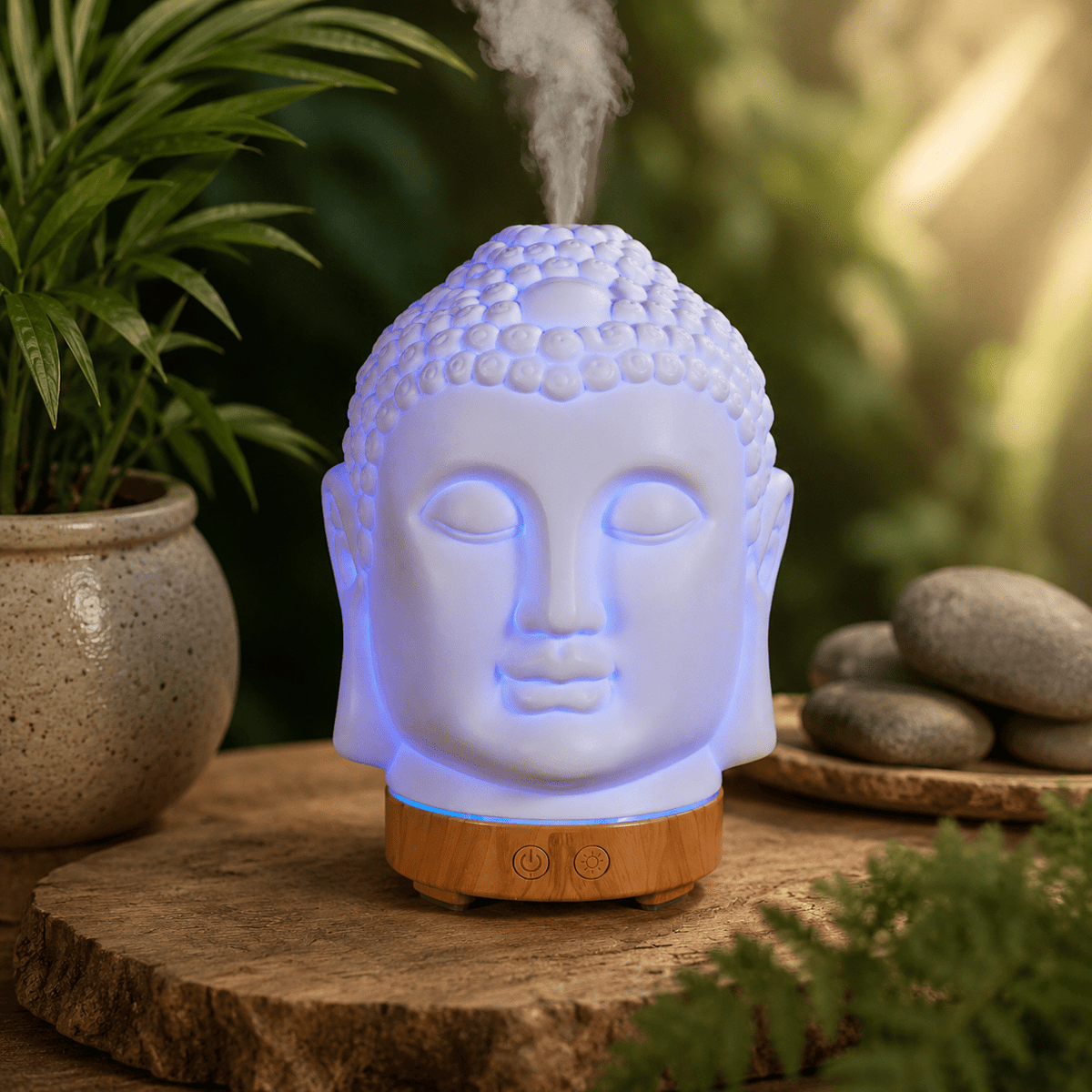 Buddha Aroma Diffuser – Ultrasonic Essential Oil Humidifier with LED Light - ECOMSTART