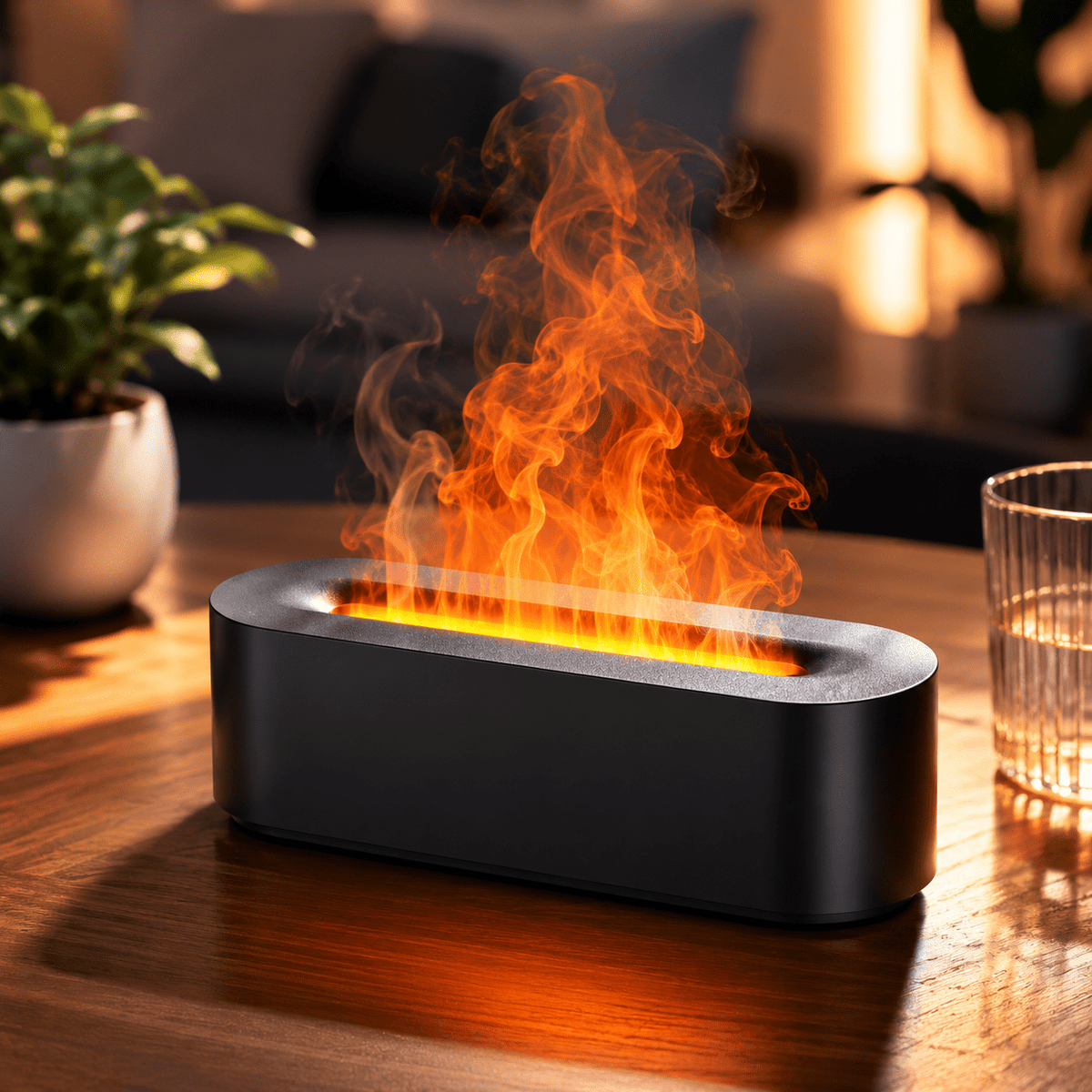 Colorful Flame Aroma Diffuser Ultrasonic Humidifier with Timer - ECOMSTART