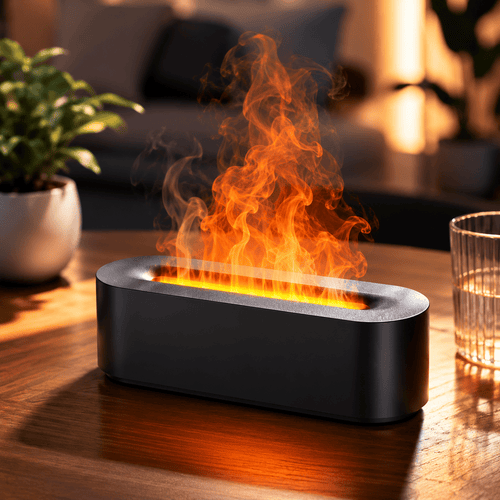 Colorful Flame Aroma Diffuser Ultrasonic Humidifier with Timer - ECOMSTART