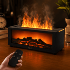 Flame Aroma Diffuser & Essential Oil Humidifier USB Cool Mist Air Humidifier with LED Flame Light & Remote Control for Home - ECOMSTART