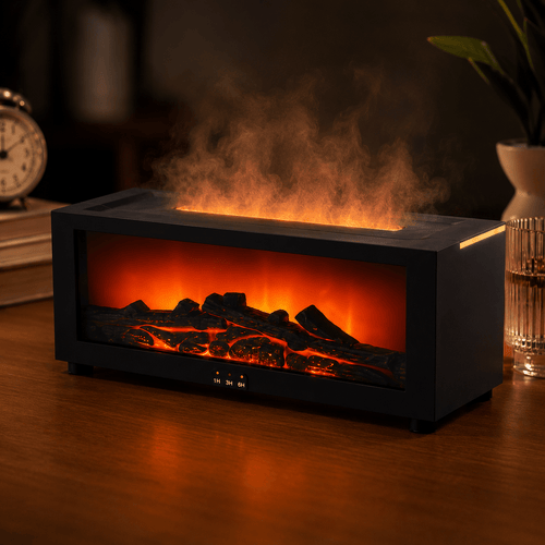 Flame Aroma Diffuser & Essential Oil Humidifier USB Cool Mist Air Humidifier with LED Flame Light & Remote Control for Home - ECOMSTART