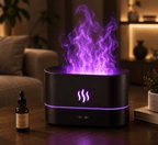 USB Flame Aroma Diffuser Desktop Humidifier with 7-Color Light - ECOMSTART