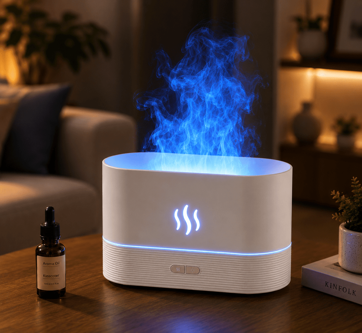 USB Flame Aroma Diffuser Desktop Humidifier with 7-Color Light - ECOMSTART