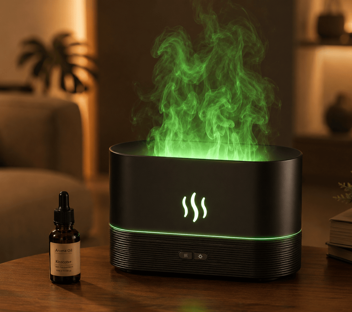 USB Flame Aroma Diffuser Desktop Humidifier with 7-Color Light - ECOMSTART