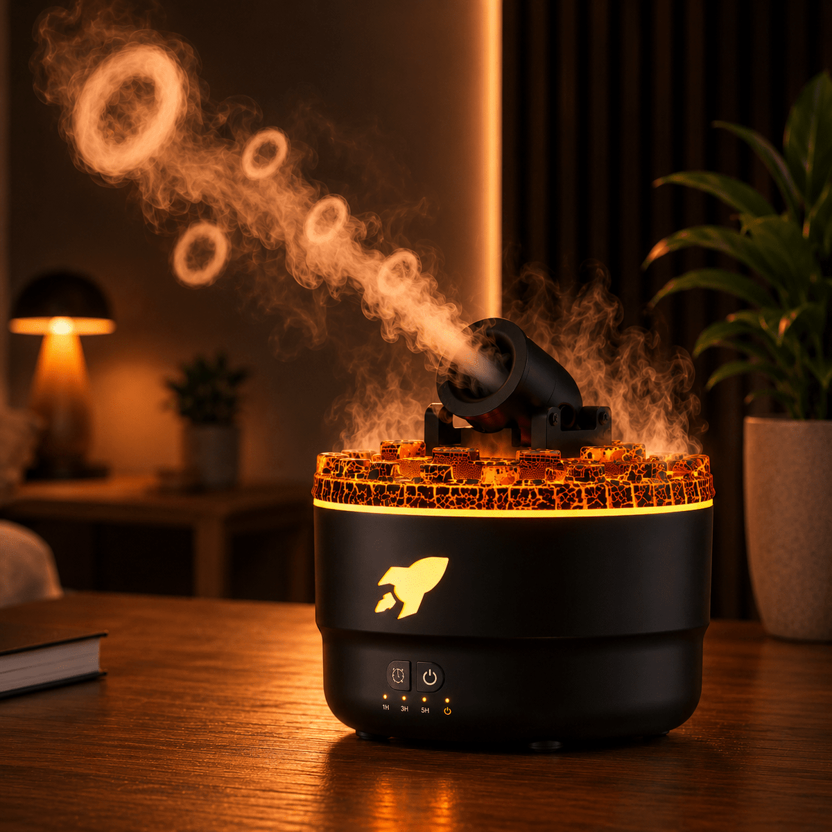 Volcano Flame Aroma Diffuser Smoke Ring Humidifier with Crack Light - ECOMSTART