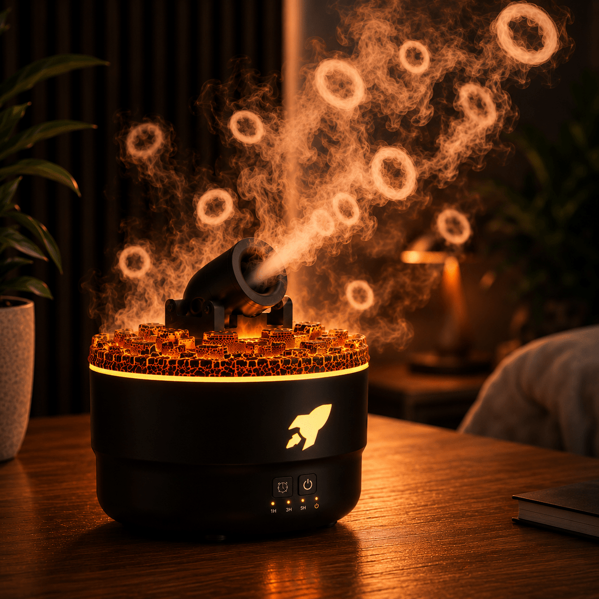 Volcano Flame Aroma Diffuser Smoke Ring Humidifier with Crack Light - ECOMSTART
