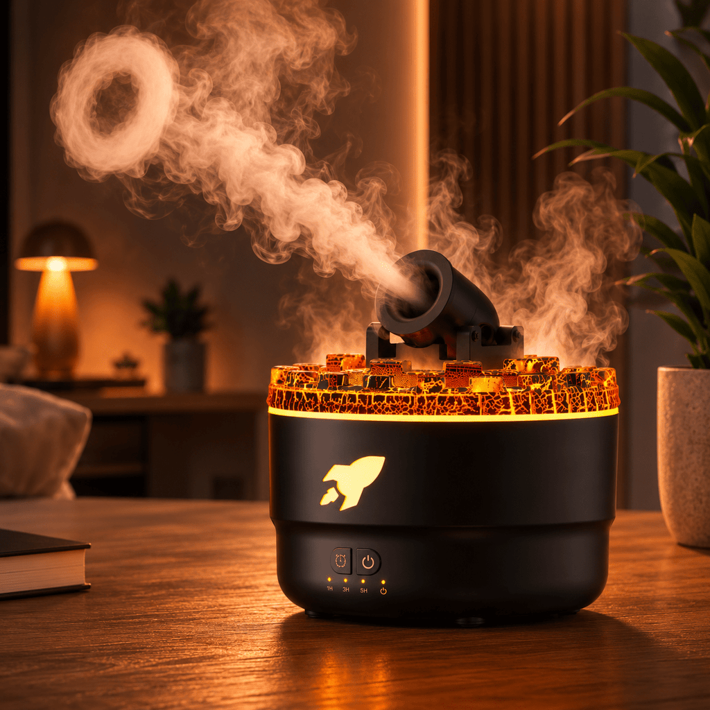 Volcano Flame Aroma Diffuser Smoke Ring Humidifier with Crack Light - ECOMSTART