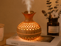 Wood Vase Aroma Diffuser – Ultrasonic Essential Oil Humidifier with LED Light - ECOMSTART